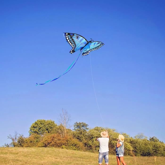 2PCS Papillon Cerfs-Volants Pour Enfants Et Adultes, Cerfs-Volants De Plage Avec Queue Facile à Voler, 55 "Grands Cerfs-Volants Avec Cordes 328ft & Poignées, Kite De Voyage De Parc De Jeux En Plein