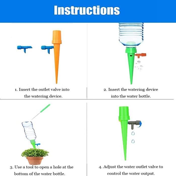 Yuqilin Lot De 12 Arrosage Goutte à Goutte Pour Plantes - Système Automatique Vacances Avec Valve Réglable