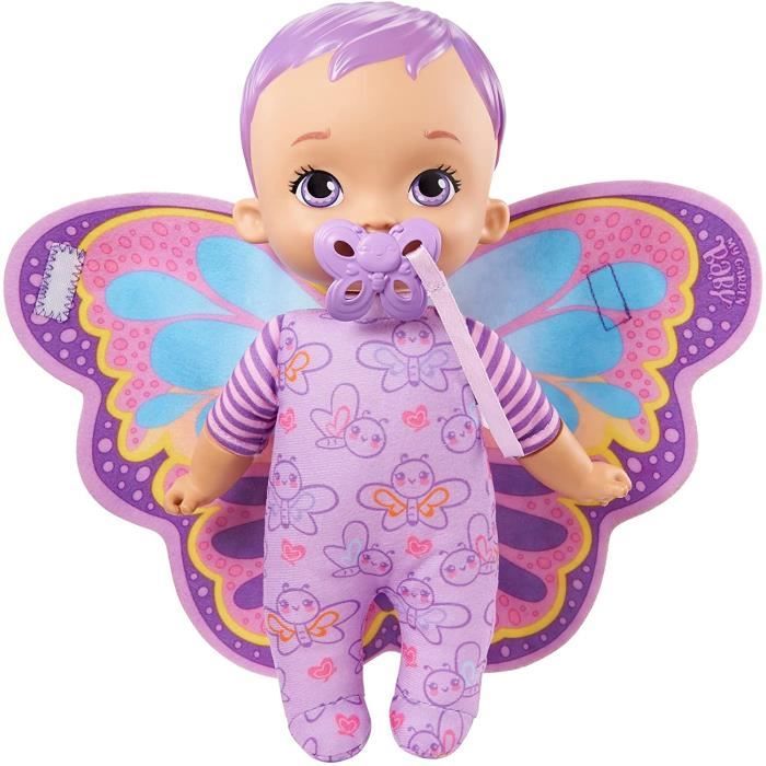 MyGardenBaby Mon Premier poupon Bébé Papillon 23 cm violet, corps souple  avec ailes en peluche, poupée pour enfant dès 18 mois[45] - Cdiscount Jeux  - Jouets