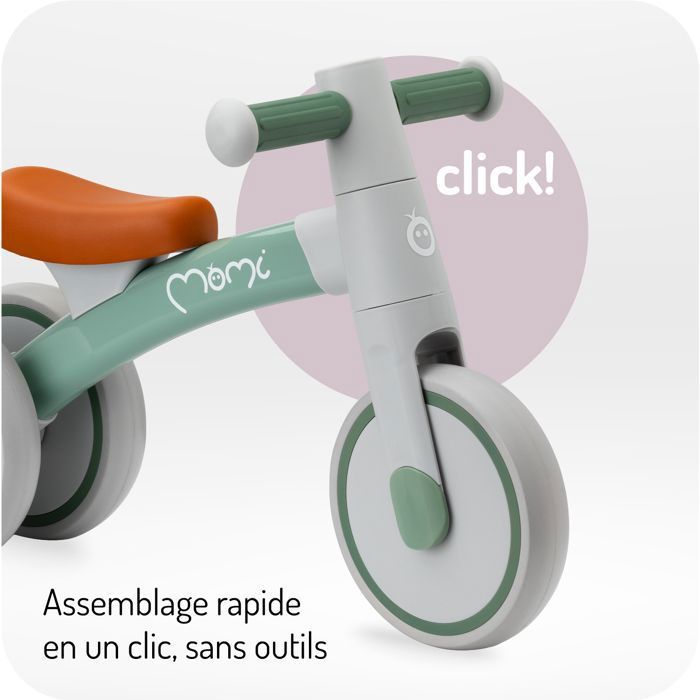 Vélo draisienne MoMi Tedi pour Filles et garçons (Poids corporel Max. 25 kg), Mini draisienne avec Roues increvables en matière Plastique, Cadre en métal léger - 1,2 kg