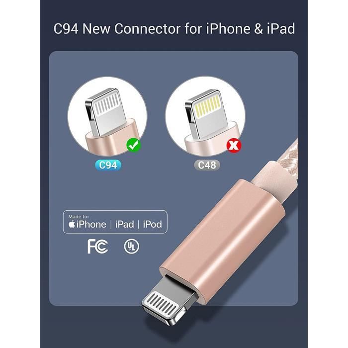 Lot-3] Câble USB-C vers USB-C Charge Rapide 20W pour iPhone 15