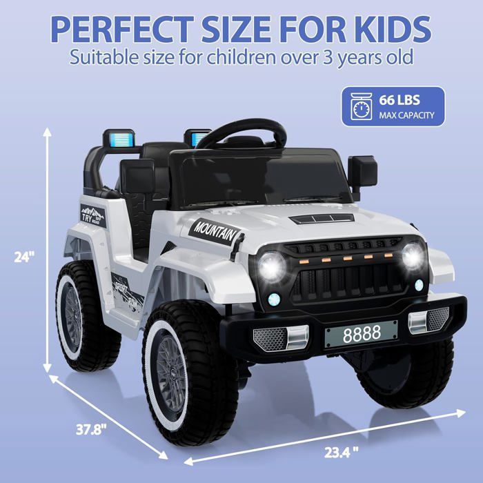 OLAKIDS Voiture UTV 12 V à Chevaucher, Véhicules Électriques pour Enfants Tout-Terrain à Batterie avec Télécommande, Musique, Klaxon, MP3, Lumières, 3