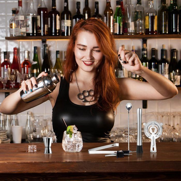 Kit Cocktail Retoo En Inox - Shaker 750 Ml, 6 Accessoires, Pour Bar Maison Ou Professionnel