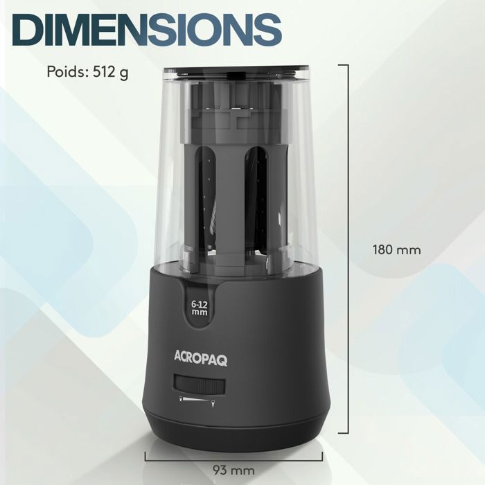 ACROPAQ Taille-crayon électrique professionnel 6-8 mm avec réservoir, démarrage automatique ACROPAQ Taille-crayon électrique professionnel 6-8 mm avec réservoir, démarrage automatique