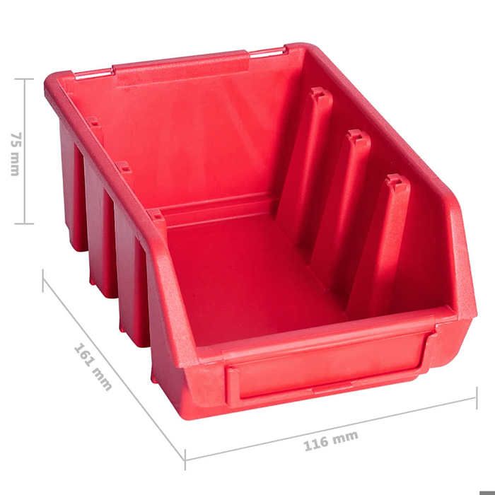 VidaXL Kit De Bacs De Stockage 96 Pcs Avec Panneaux Muraux - Boîtes Empilables Rouge Et Noir Pour Garage Et Atelier De Bricolage