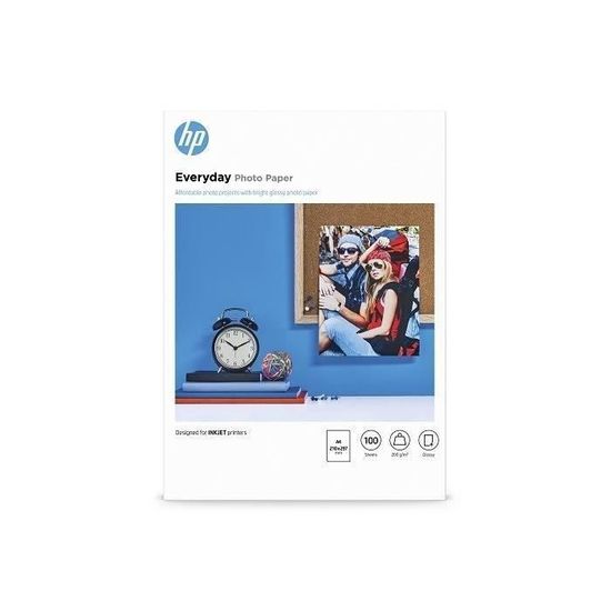 Papier photo brillant HP Everyday - 100 feuilles/A4/210 x 297 mm - Polyvalent 200 g/m²