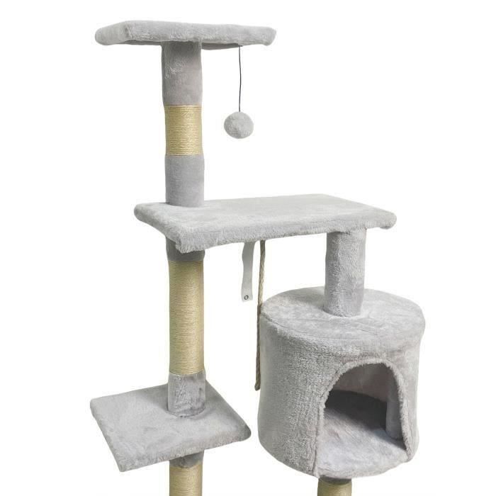 Arbre à Chat 104.9cm Gitelsnour - Tour Avec Griffoir, Hamac, Niche, Pour Chatons Et Petits Chats, Gris Clair