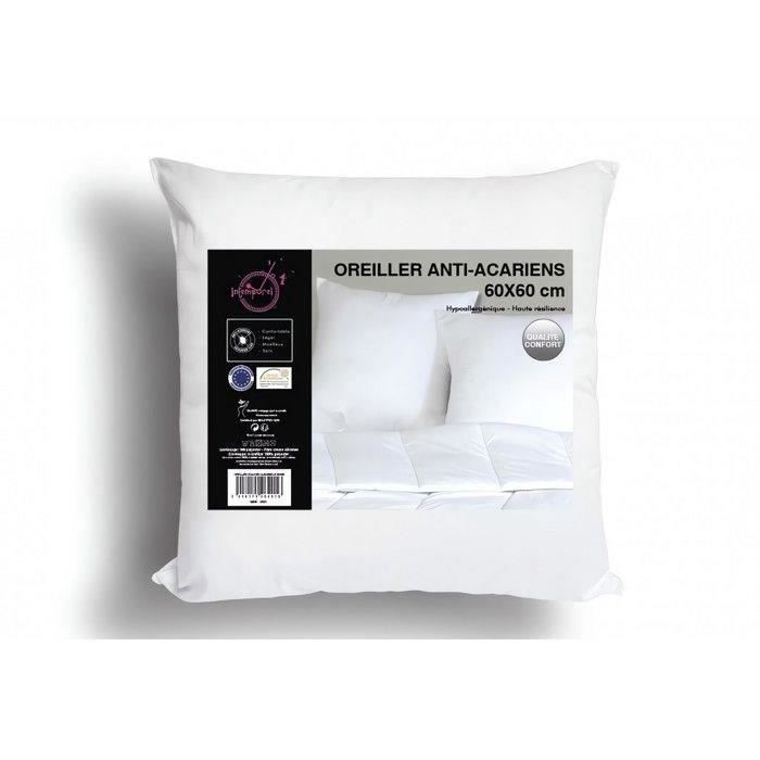 SOLEIL D'OCRE Oreiller confort anti-acarien - Polyester - 60x60 cm - Blanc