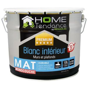 Peinture Murale 10l Blanc Mat Lessivable Home Tendance By Renaulac Achat Vente Peinture Vernis Peinture 10 L Blanc Mat Cdiscount