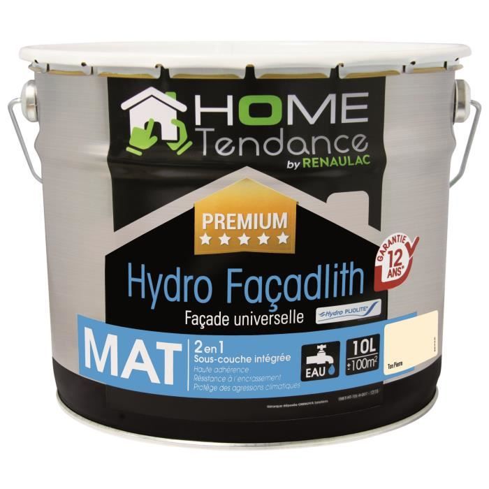 Peinture façade universelle Hydro Façadlith hydropliolite 10 L ton pierre  mat - HOME TENDANCE by RENAULAC - Achat / Vente peinture - vernis Peinture  façade 10 L beige mat - Cdiscount