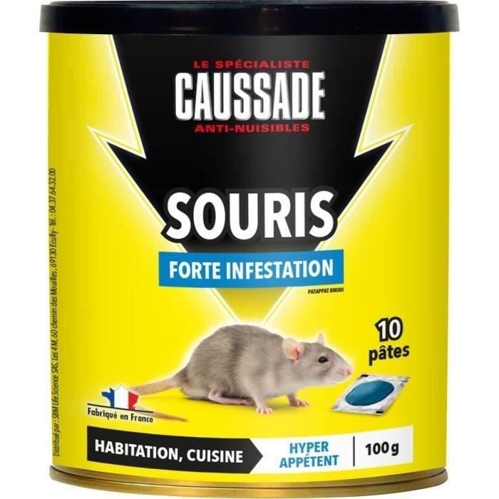 CAUSSADE CASAPT10N Anti Souris, Pat'Appat Forte Infestation, 10 Pates, 100g, Lieux Secs & Humides