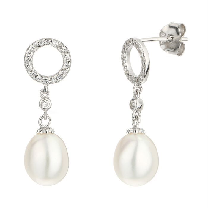 Boucles D’oreilles Dormeuses Argent 925 – Nacre Grise – Neuves