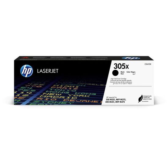 Cartouche de toner HP 305X noir authentique pour imprimantes LaserJet Pro 300/400 - Capacité 4000 pages