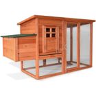 BRAND Poulailler en bois pour jardin extérieure poules cage canard équipé d’un perchoir 182 x 75 x 103 cm XXL modèle 131