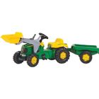 ROLLY TOYS Tracteur à pédales enfant JOHN DEERE avec chargeur et remorque Rolly Kid - Vert et Jaune - 3 ans et plus