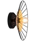 Applique murale - SAMPA - Manille - Métal noir - Rotin naturel - Compatible LED