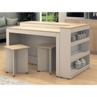 VENTE-UNIQUE Ensemble îlot central de cuisine + 2 tabourets - Blanc et Naturel clair - NUSICE