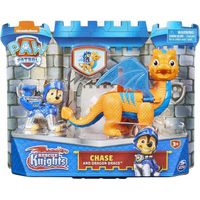 Coffret Pat Patrouille Chevalier Chien Chase Et Son Dragon Draco Orange Et Bleu Figurine Chien Chateau Knights Paw Patrol