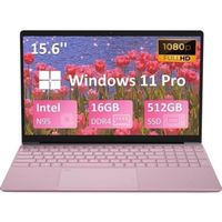 PC portable Auusda - 15,6" Intel Alder Lake N 95 - 16Go RAM - Stockage 512Go SSD FHD - Windows 11 Ordinateur portable Rose, 4 cœurs