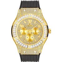 Montre homme de luxe de marque diamant doré étanche bracelet en silicone de qualité supérieure mode popularité noir