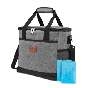 SAC ISOTHERME Riossad 33L Sac Isotherme Glacière Souple Isotherme Sac Picnic Pliable Imperméable Réfrigérant à Repas Gris CHAUFFE-PLAT