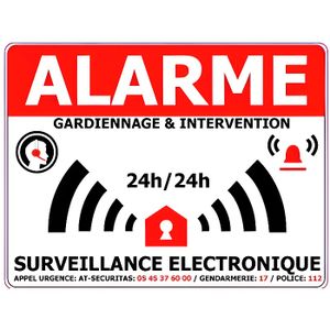 Alm New Autocollant Alarme Vid/éo Surveillance Lot de 4 stickers Sticker