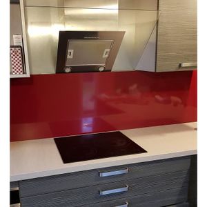 Crédence adhésive design en PVC Noémie - L. 200 x l. 40 cm - Rouge - CPM -  Contemporain - Design - Cdiscount Bricolage