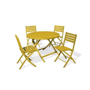 Ensemble table et chaise de jardin Ensemble repas de jardin pliant - CITY GARDEN - MARIUS - Aluminium - Jaune - 4 places