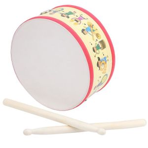 STEEL-DRUM LIU-7632378727093-tambour en bois Kid Hand Drum Set Instrument de musique à battement double face en bois avec maillet de baguette