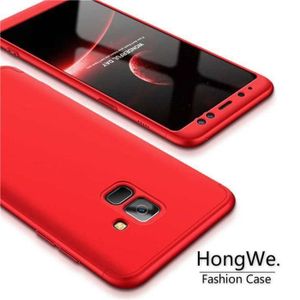 COQUE - BUMPER Coque Samsung Galaxy A8 Plus 2018,Robuste 3 en 1 Dur Anti-rayures Mat PC Couverture 360 degrés Cover-Rouge - HongWe.
