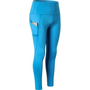 LEGGING DE COMPRESSION Collants de sport pour femmes à taille haute avec poche, séchage rapide, pour course à pied et yoga - Azur