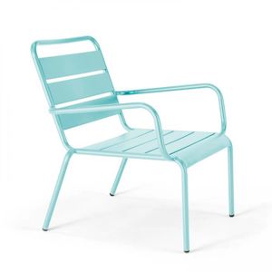 FAUTEUIL JARDIN  Fauteuil de jardin bas relax acier turquoise