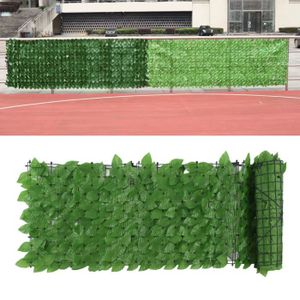 HAIE DE JARDIN Qqmora Haie de feuilles artificielles La simulation de haie jardin piscine Feuille d'Epipremnum Aureum vert émeraude 0,5x3 mètres
