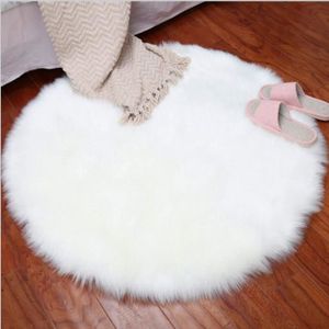 Tapis en Fausse Fourrure Rond Blanc, 45 x 45 cm Imitation Polaire Moelleuse Zone Tapis antid/érapant Tapis de Yoga pour Le Salon Chambre /à Coucher Canap/é Tapis de Sol