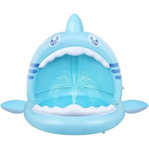 PATAUGEOIRE Piscine pour Bébé, Pataugeoire Gonflable Requin pour Jeunes Enfants avec Jet d'eau et Auvent, Aire de Jeux pour Intérieur Extéri78