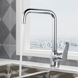 AiHom Robinet de Cuisine Corps en Cuivre Durable Mitigeur Evier Bec Pivotant 360 Degr/és Robinetterie Surface Chrom/é Mousseur D/émontable Facile /à Nettoyer