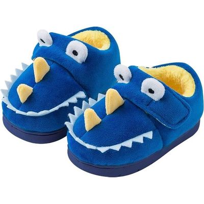 Chausson Enfant Animaux Peluche Slippers Dinosaure Bleu