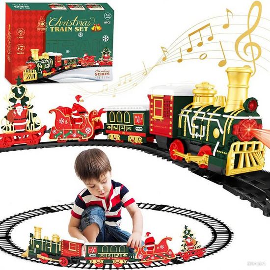 EJ.life Circuit de de Noël électrique avec lumières et musique - Jouet