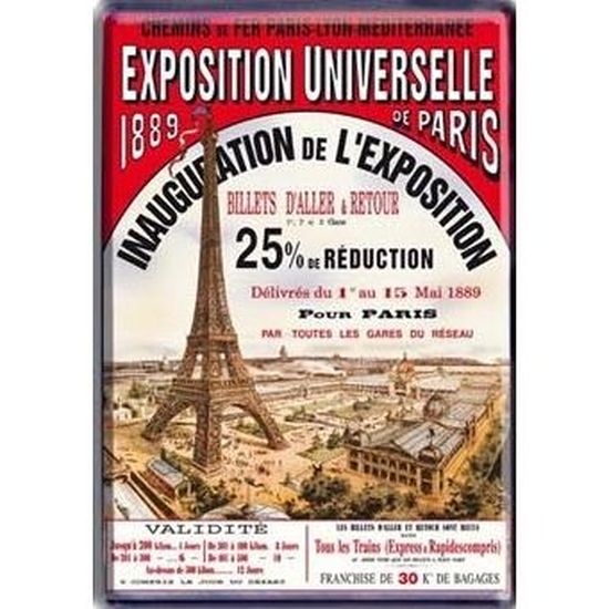 PLAQUE METAL 30X20cm EXPOSITION UNIVERSELLE PARIS ANNEE 1889