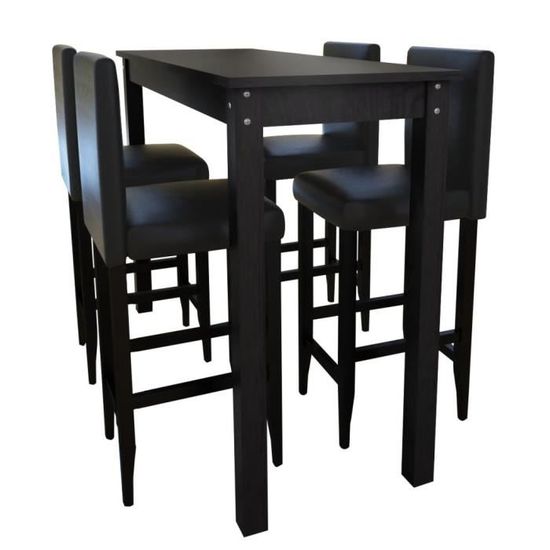 !Neuf4298Ergonomique - Ensemble Table de bar + 4 tabourets bar Contemporain - Table Haute Cuisine Mange-Debout Ensemble Table et Cha