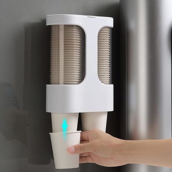 Distributeur Gobelets Mural MEIJMJIA - 80 Gobelets Ø7.5cm - One Touch - Économiseur D'espace