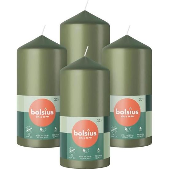 Set de 4 bougies carré vert et blanc