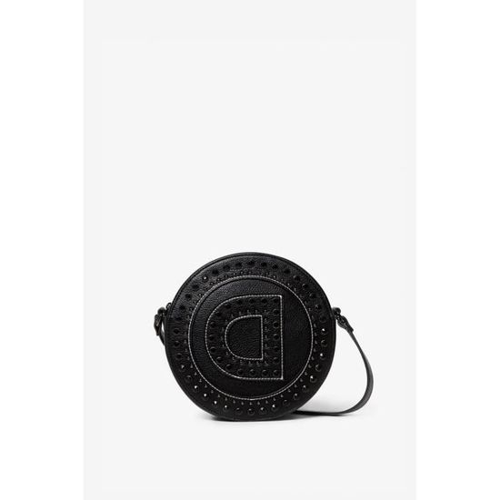 Desigual Sac rond bandouli re rock femme en simili cuir noir