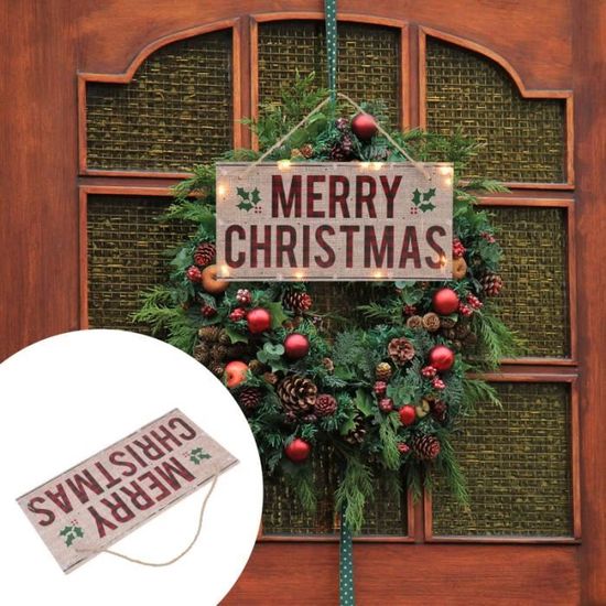 1Pc créatif bois suspendu porte de suspendue de Noël décoration guirlande lumineuse d'exterieur luminaire d'exterieur