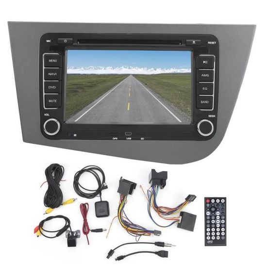 Fdit Navigateur de voiture 7in 2Din navigateur GPS CD DVD lecteur multimédia Bluetooth adapté pour Seat Leon 2 MK2 2005-2011 LHD