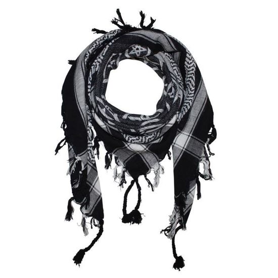 Kefiah Freak Scene – Sciarpa Arafat 100% Cotone – Design Pentagramma Nero/Bianco – 100x100 Cm – Shemagh Palestinese