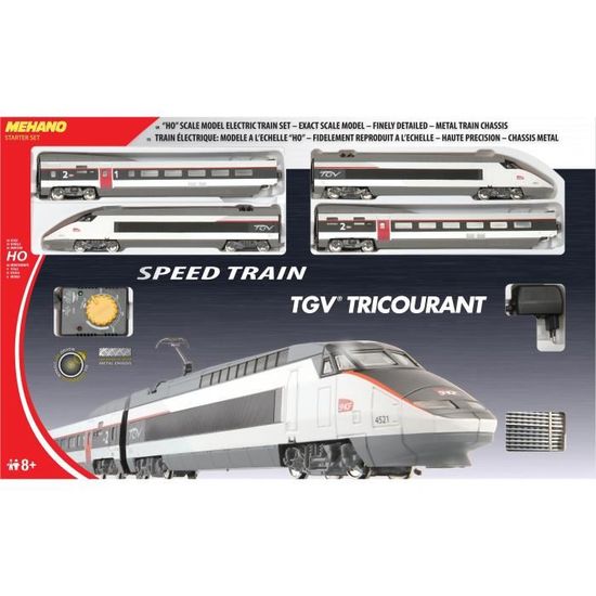 Train électrique TGV Réseau Tricourant - MEHANO - Modèle HO - Circuit 3,35m - Garçon 8 ans+