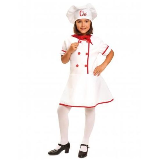 Déguisement cuisinière fille - Marque - Modèle - Enfant - Blanc - Tissu blanc