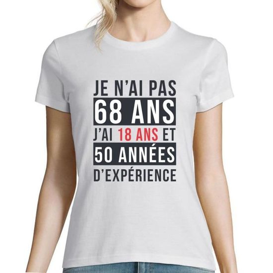 T-shirt Humour "68 Ans" Pour Ceux Nés En 1952 - Cadeau Drôle D'anniversaire - Coupe Classique, Léger