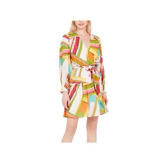 Robe Emilio Pucci Manches Longues - Motif Géométrique Violet, Taille 40 (US 6), Mini, Col V, Occasion
